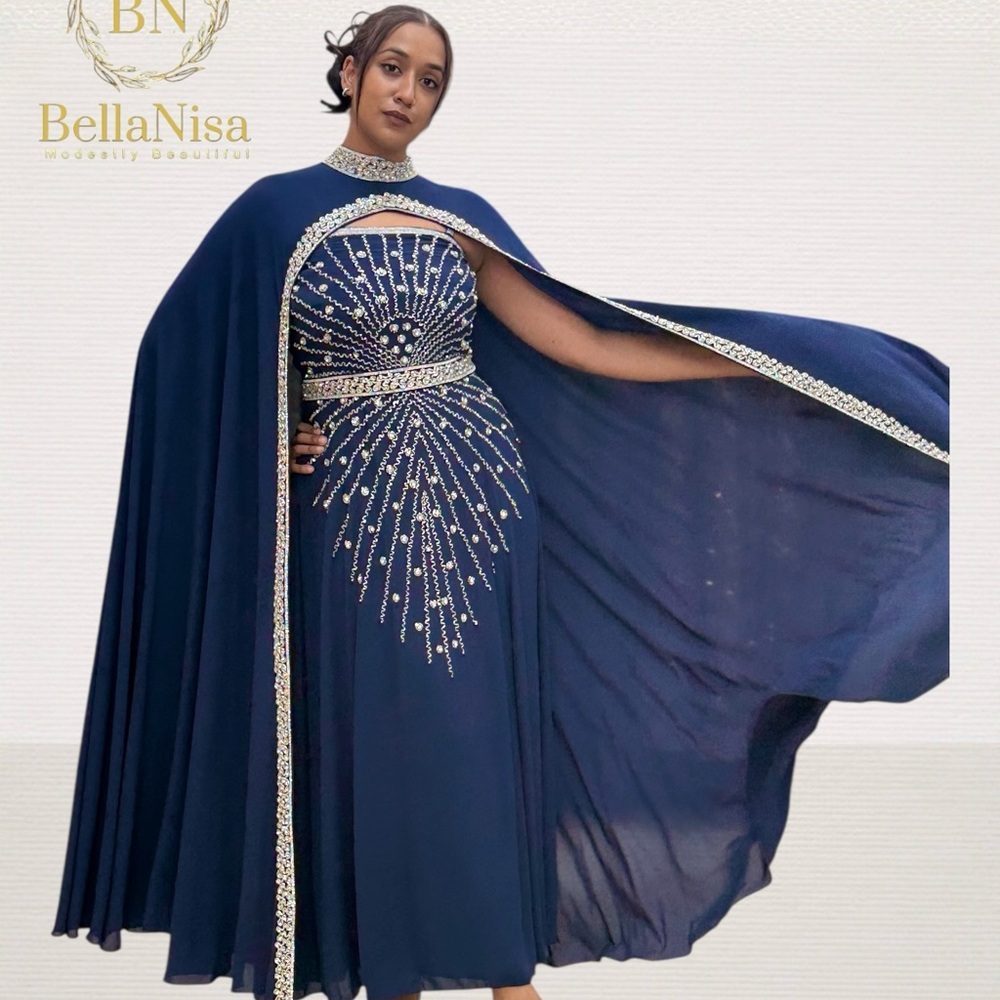 Navy Blue Embellished Women's Dress